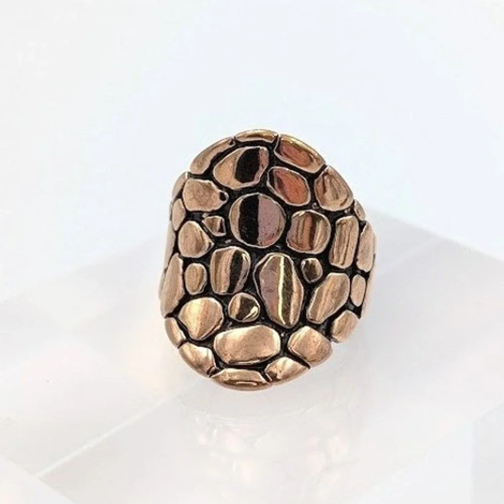 RS Covenant RSC Ring Size 7 Bronze Tone‎ Pebble Statement Chunky Brutalist